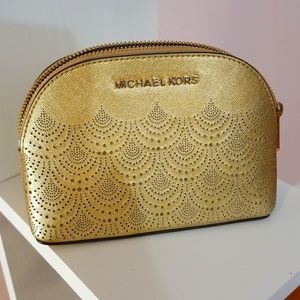 Authentic Michael Kors Travel Pouch Case Gold